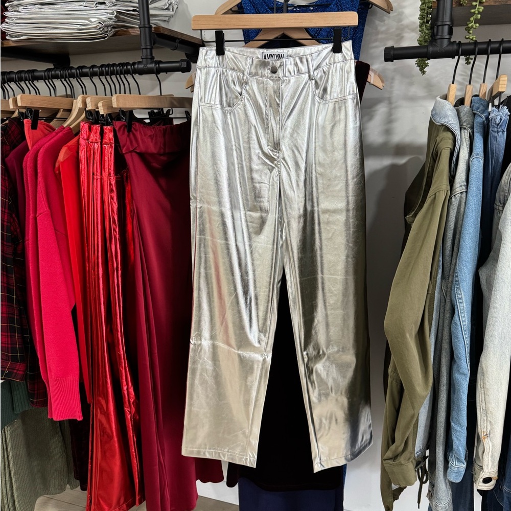 Amy Lynn Silver Metallic Lupe Pants - Picture 14 of 15